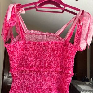 SHEIN Pink Smocked Midi Sundress Sleeveless